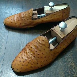 Giorgio brutini leather ostrich slip-on loafers